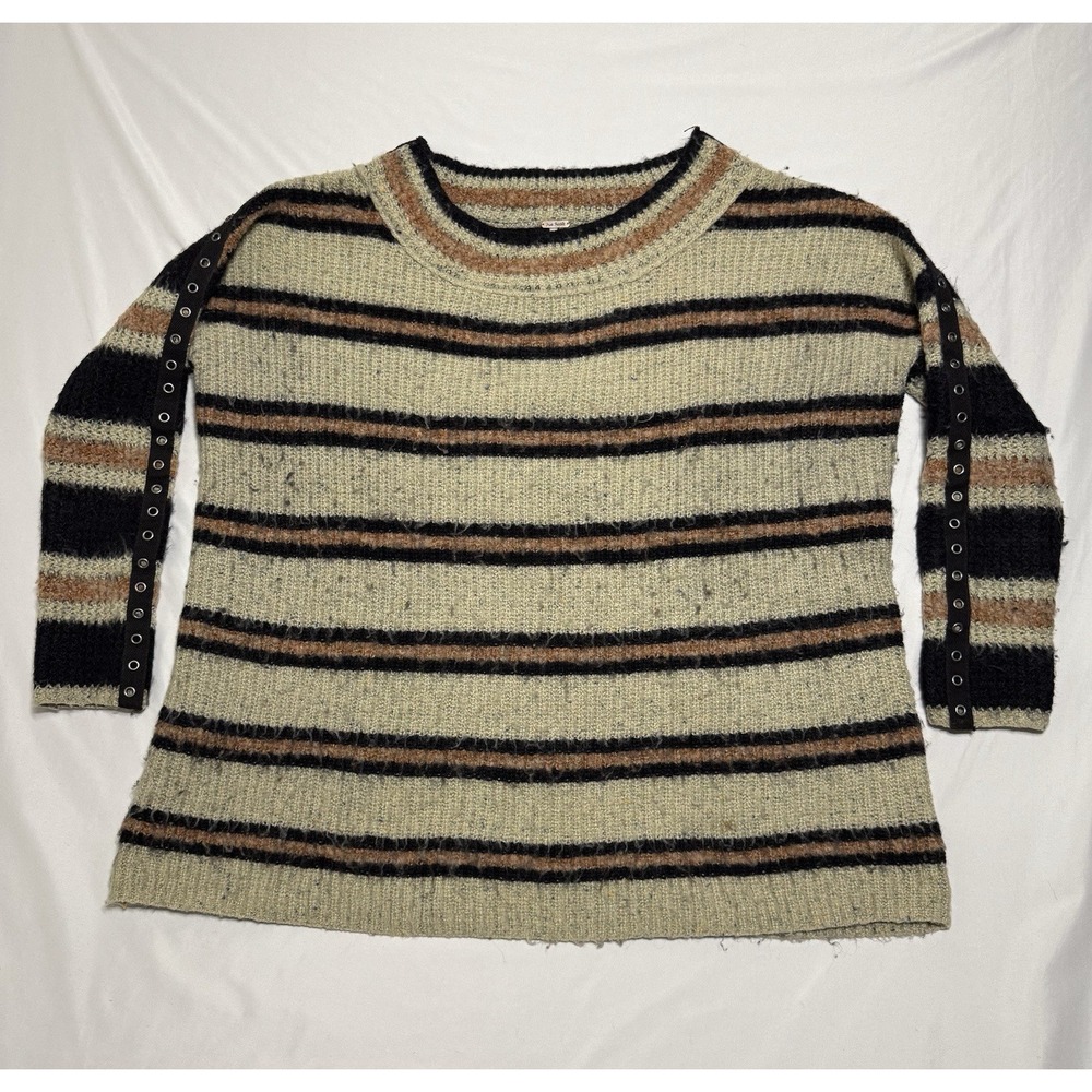 Free People Retro Teen Spirit Nirvana Oversized Grommet Tape Sweater Size XS